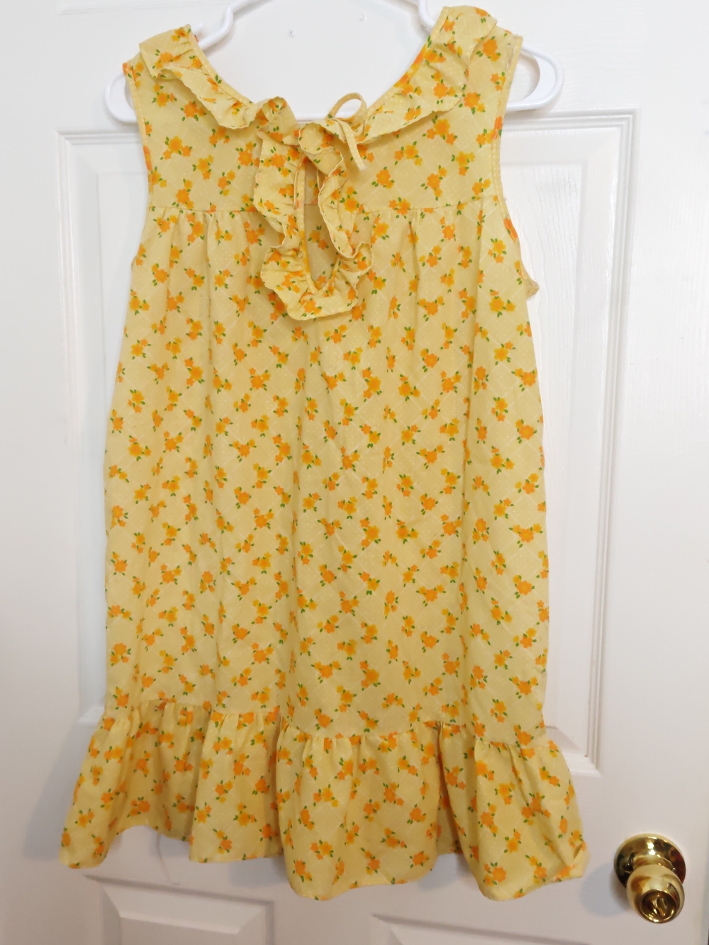 Yellow Floral Sleeveless Ruffle Mini Dress Size S